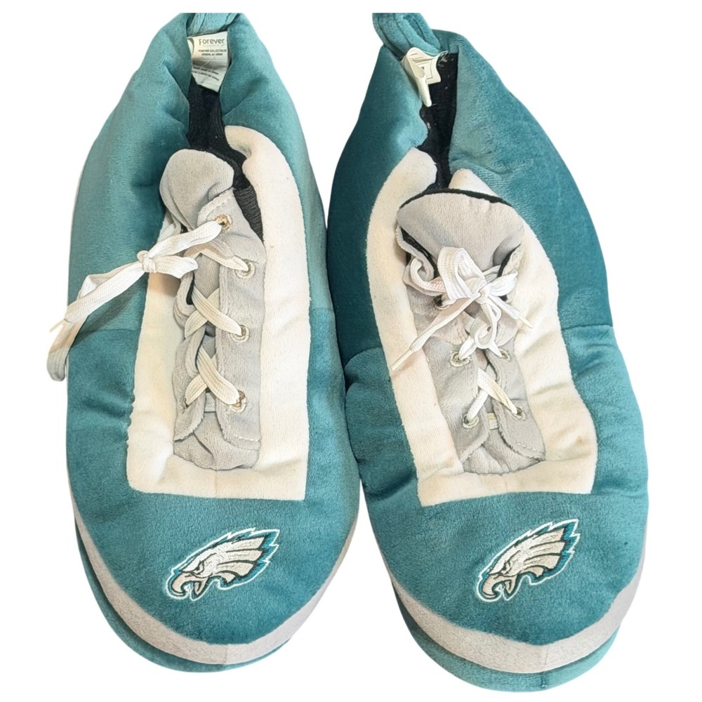 Forever Collectibles Philadelphia Eagles Slippers Mens Large Green Plush Sneaker